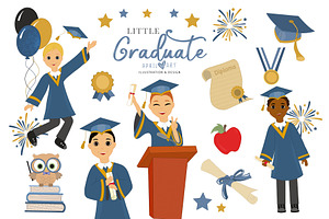 Little Graduate Kids Clipart