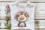 Whimsical Summer Pig Clipart, an Illustration by OK Design (Thumbnail 4 of 6)