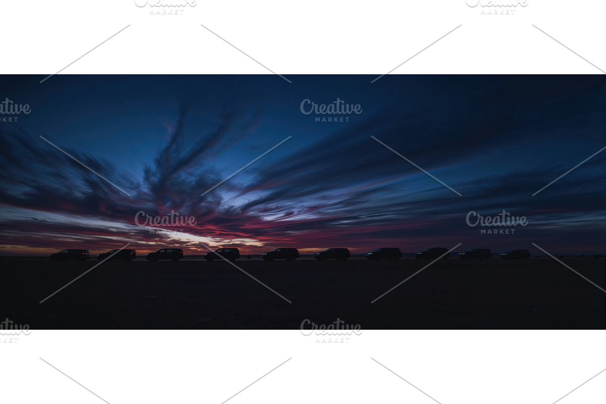 Silhouettes of cars lined up against, an Illustration by tilialucida