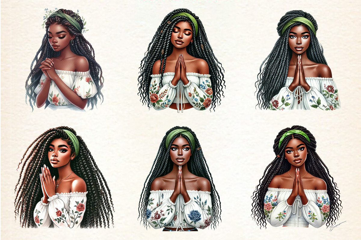 Black Girl Praying Sublimation Clipa, an Illustration by DreamArtGraphic (Photo 3 of 5)