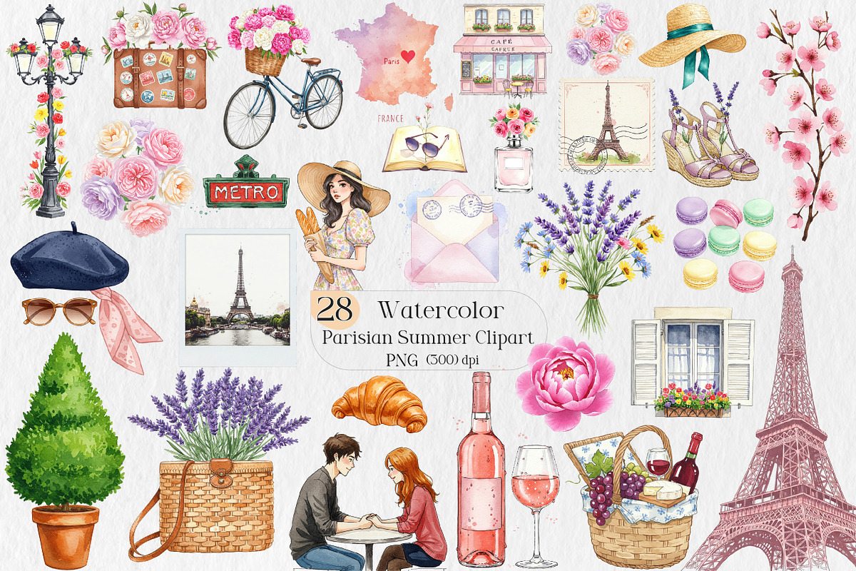 Parisian Summer PNG Clipart, an Illustration by Creative Art (Photo 1 of 9)