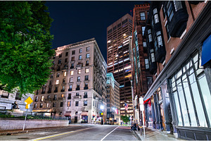 Boston night street framed by, an Architecture Photo by Leonid Andronov
