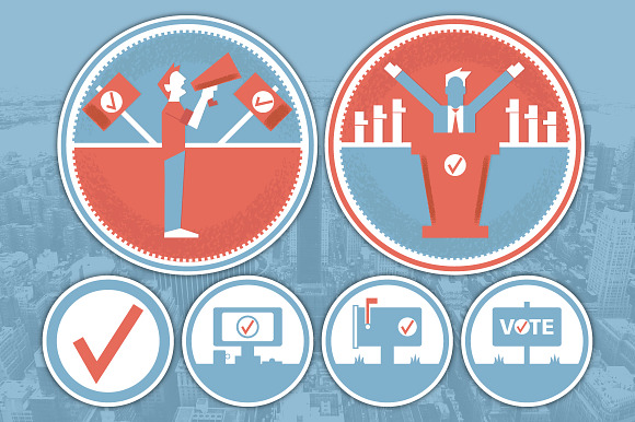 Political Action Badges Icons Set
