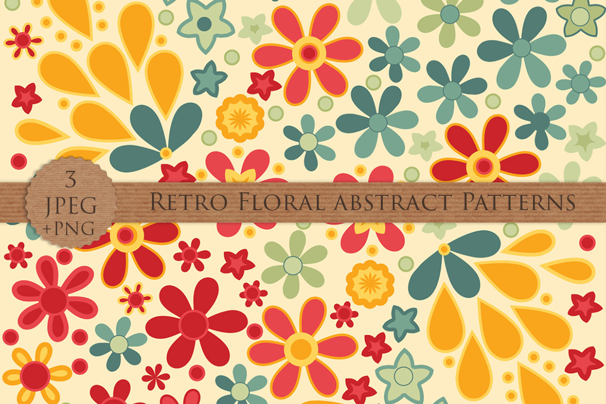 RETRO FLORAL abstract pattern set, a Pattern Graphic by Futurel (Photo 5 of 6)