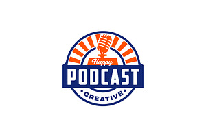 Vintage Mic Microphone Podcast Logo, a Branding & Logo Template by funpixel