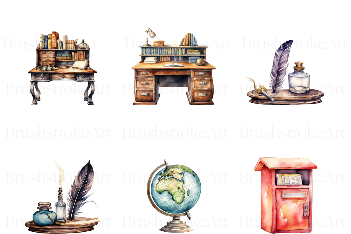 Watercolor Library Clipart, Reading, an Education Illustration by BrushstrokeArtGB (Photo 3 of 9)