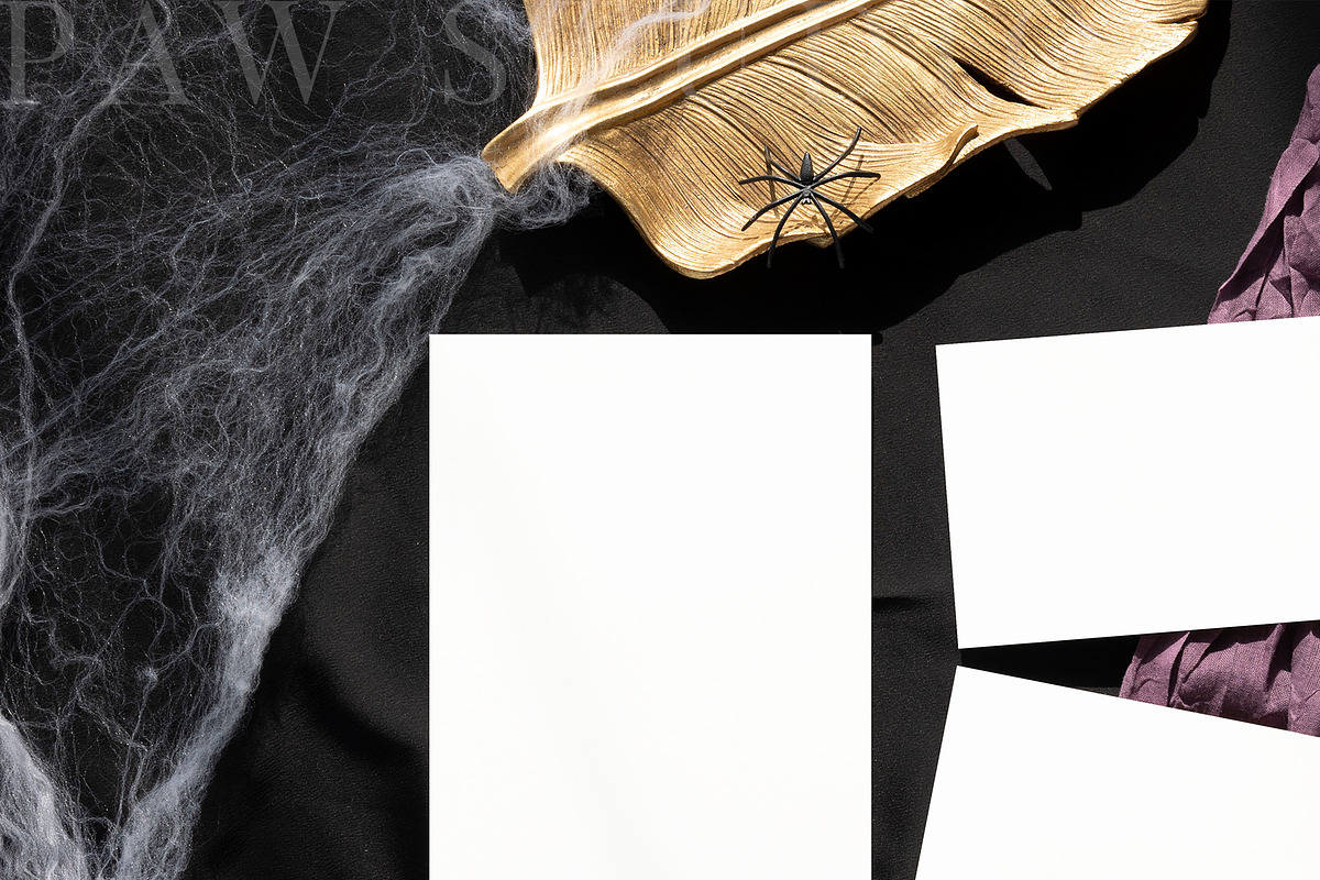 Halloween Card Mockup5x7 5x3.5 3fall, an Advertising Mockup by PawMockups (Photo 4 of 10)