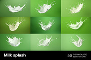 Milk Splash. 56 images, a Background Graphic by Handmadefont (Thumbnail 7 of 11)