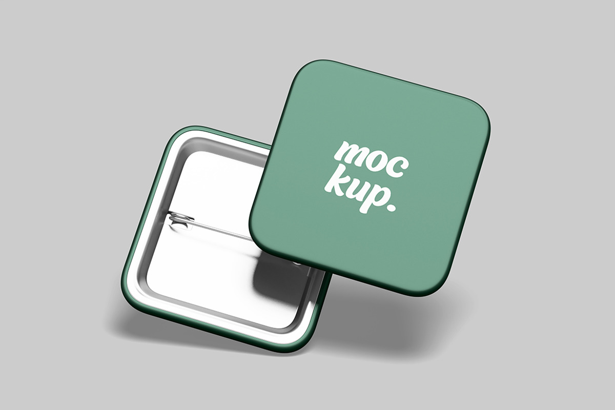 Square Button Badge Mockup, a Mockup by DxSLEX (Photo 4 of 5)