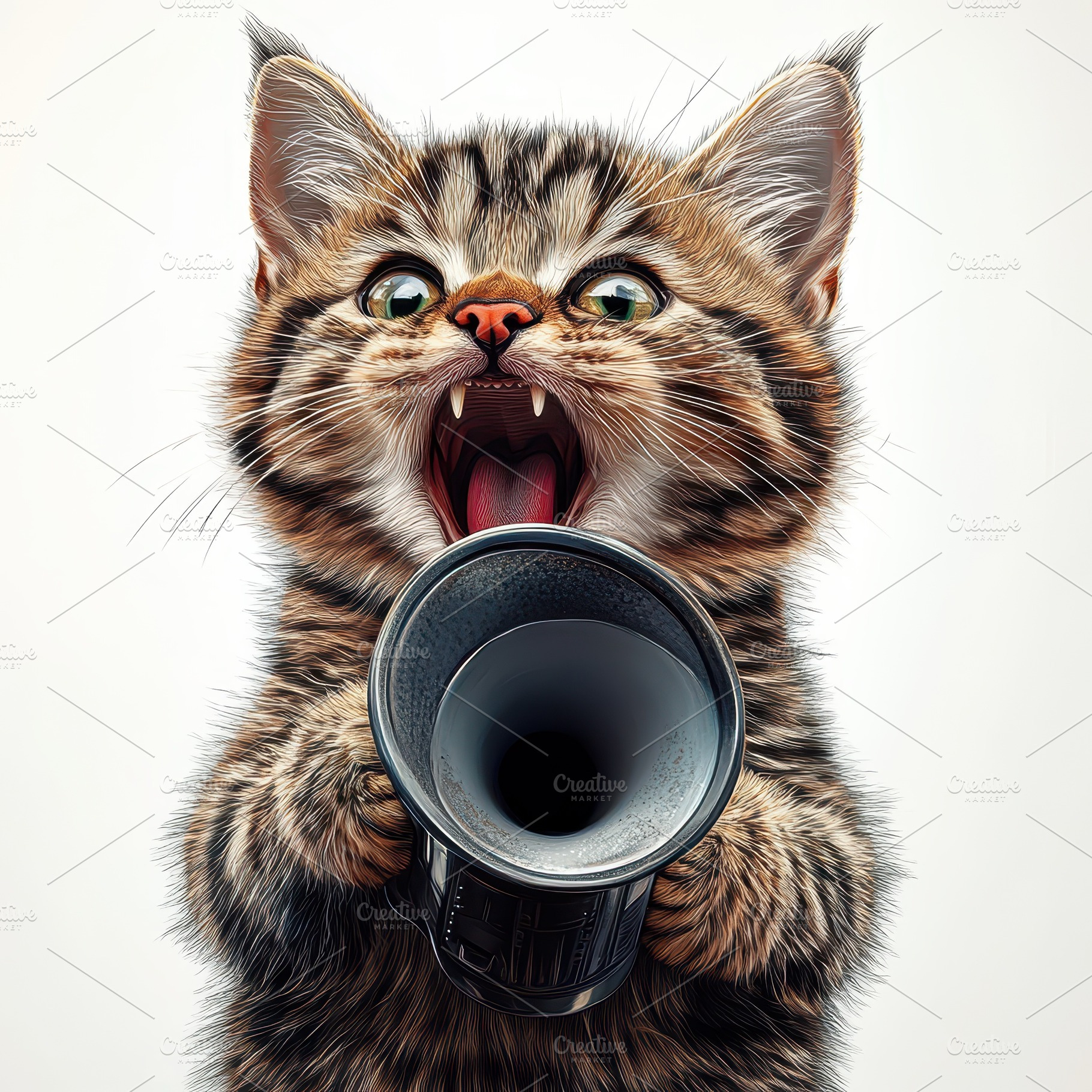 Cute Kitten Megaphone Announcement A, an Animal Photo by Pixeness Studio