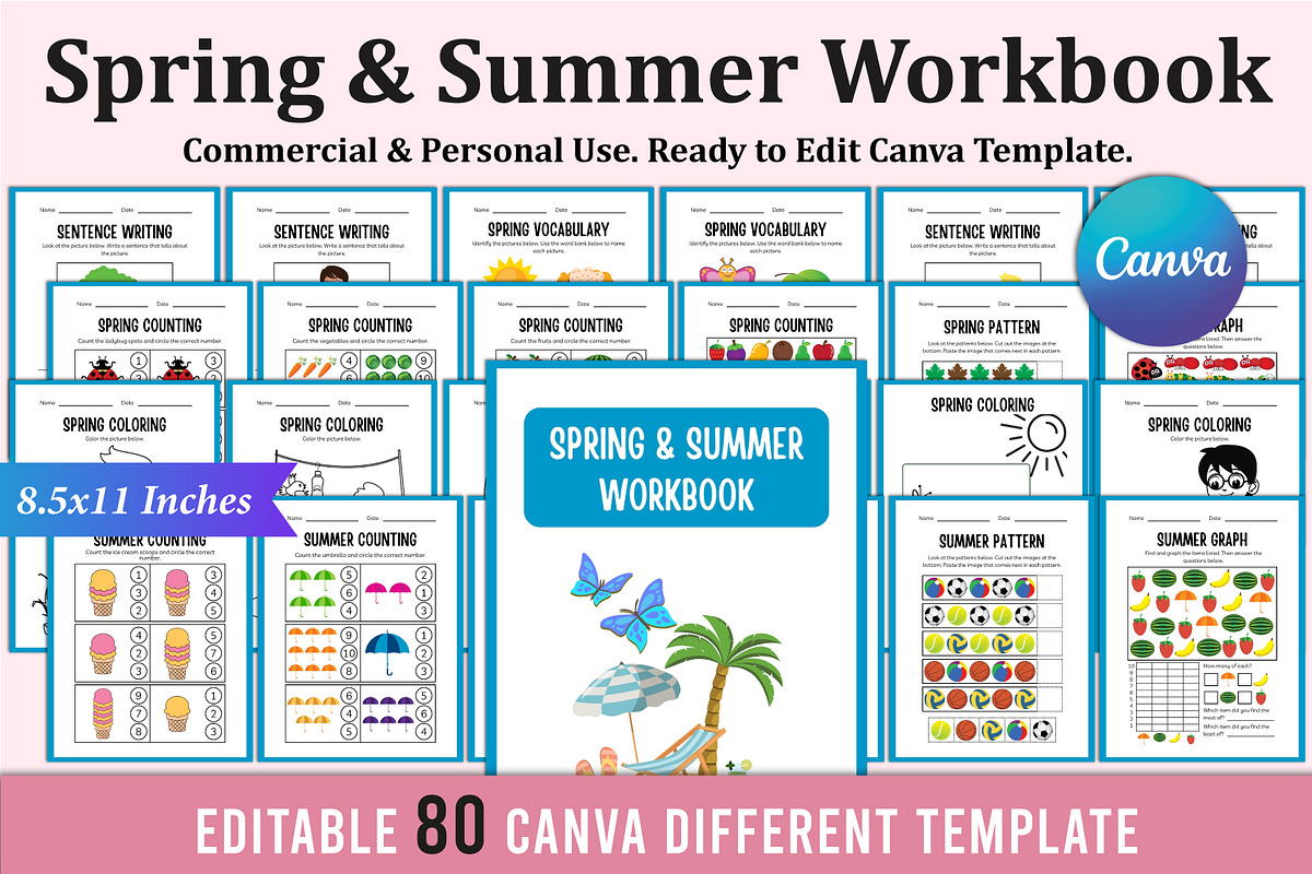 Spring & Summer Workbook For Canva, a Stationery Template by Shumaya (Photo 1 of 7)