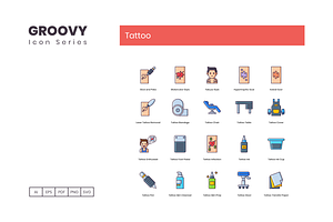 80 Tattoo Icons Groovy Series