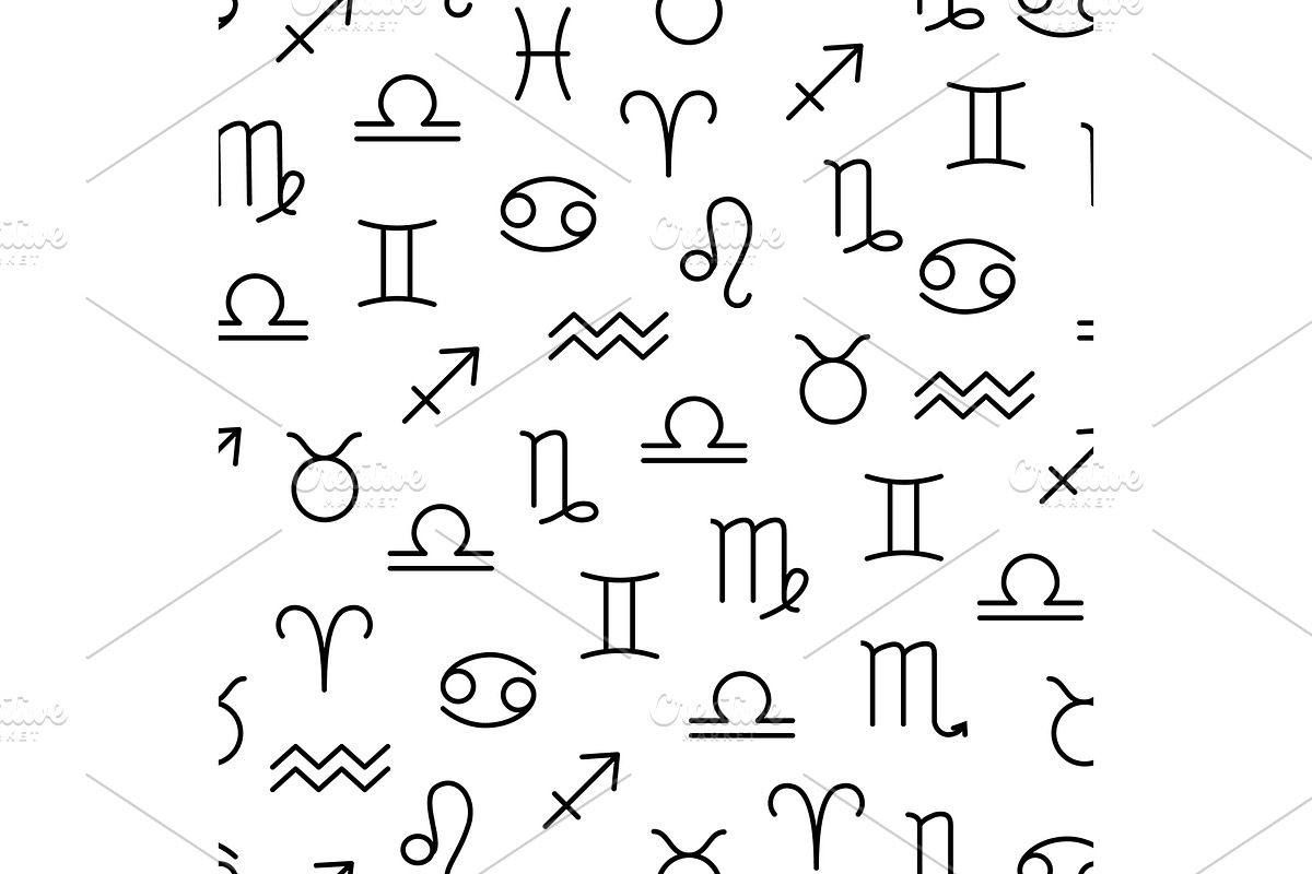 Linear zodiac sign linear zodiac sig, a Pattern Graphic by Elen_Art