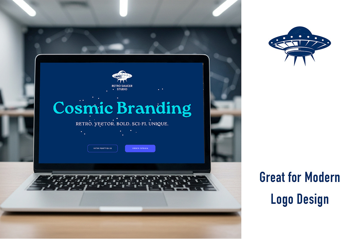 Retro UFO Vector Design Elements, an Object Graphic by Lettering_Logo (Photo 4 of 5)