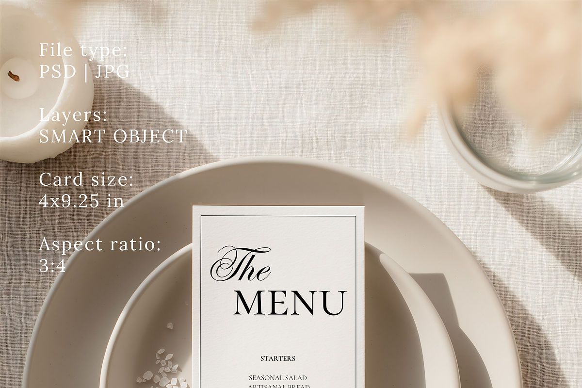 Neutral 4x9.25 Menu Mockup, a Product Mockup by Serenefeeling (Photo 3 of 6)