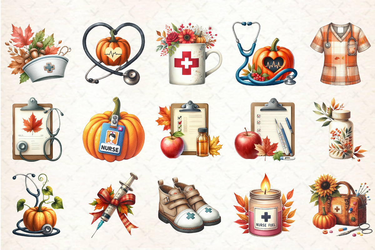 Nurse Fall Autumn Clipart, an Illustration by Rose Art (Photo 2 of 4)