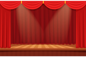 Theater stage. Empty wooden platform, an Object Illustration by Valerie Bodnar