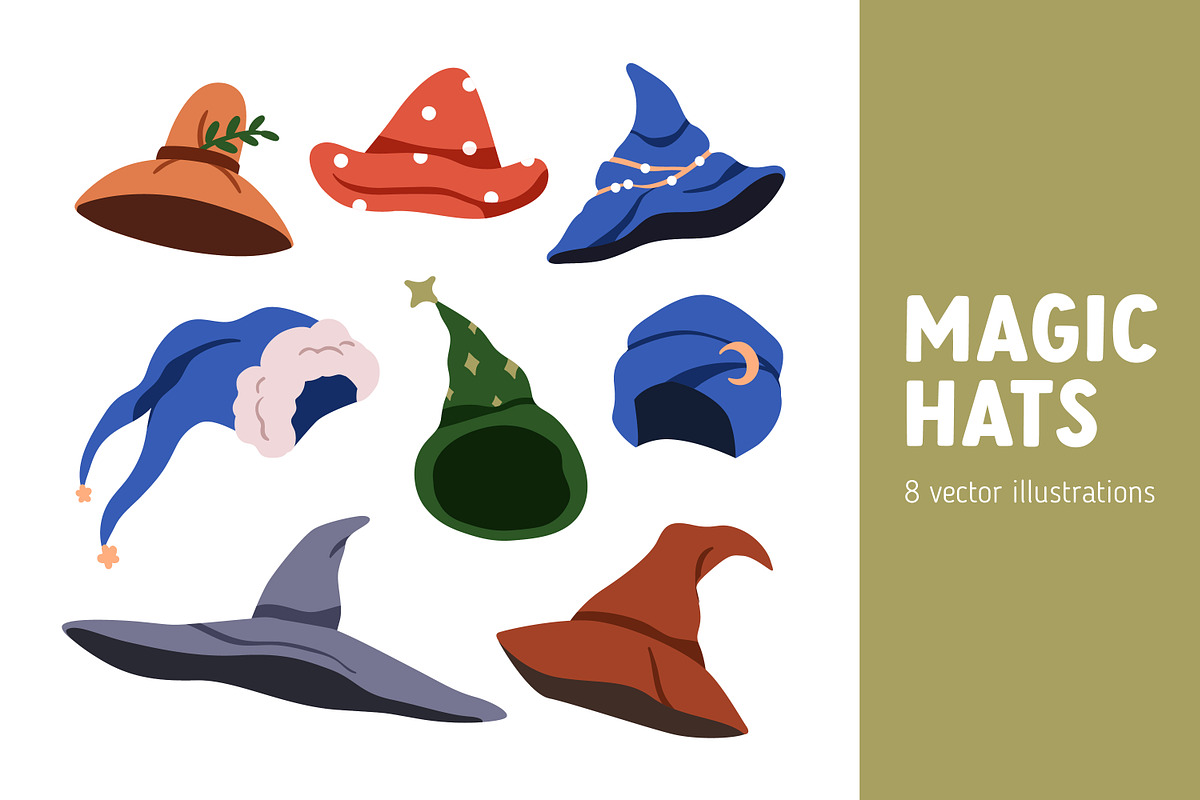 Wizard and magician hats set, an Object Illustration by Good Studio (Photo 1 of 9)