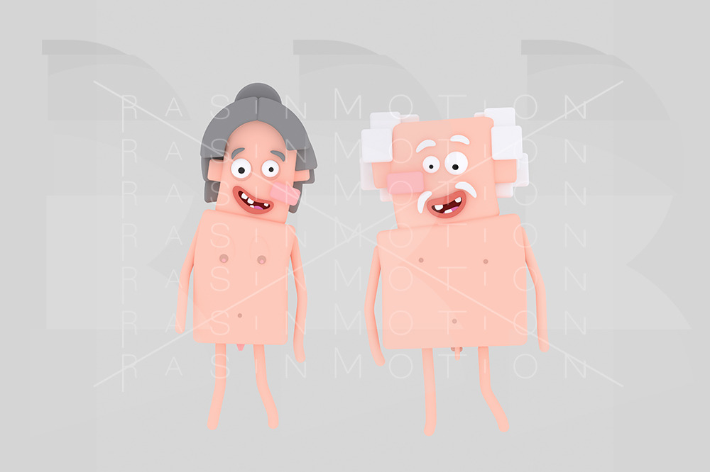 Nude old couple, an Illustration by rasinmotion
