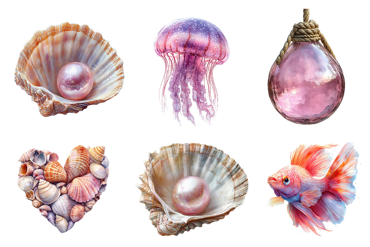 Pink Sea Adventure Clipart, an Illustration by CreationArt (Photo 5 of 5)