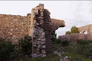 Modular Brick Stone Ruin Pbr Scan