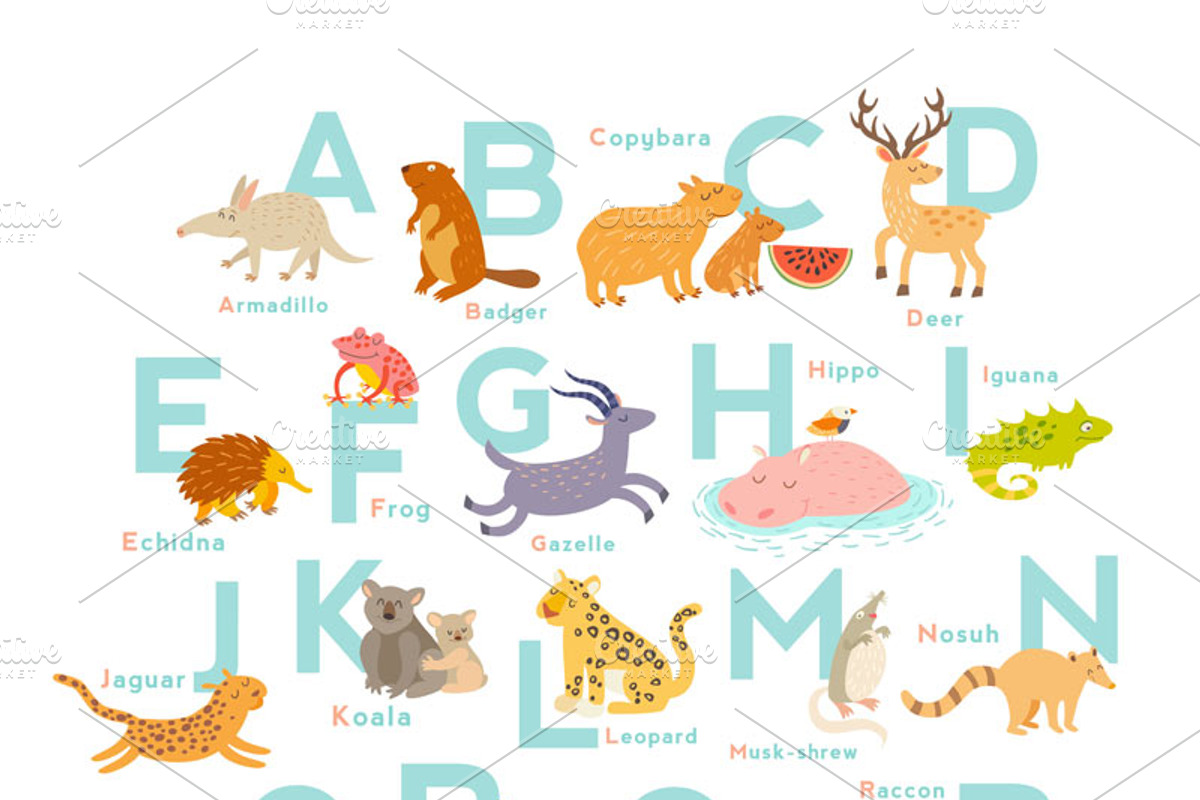 Zoo alphabet cute animal, an Animal Illustration by Rimma