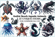 Summer Gothic Beach Aquatic Animals, an Illustration by Craft Nest (Thumbnail 1 of 6)