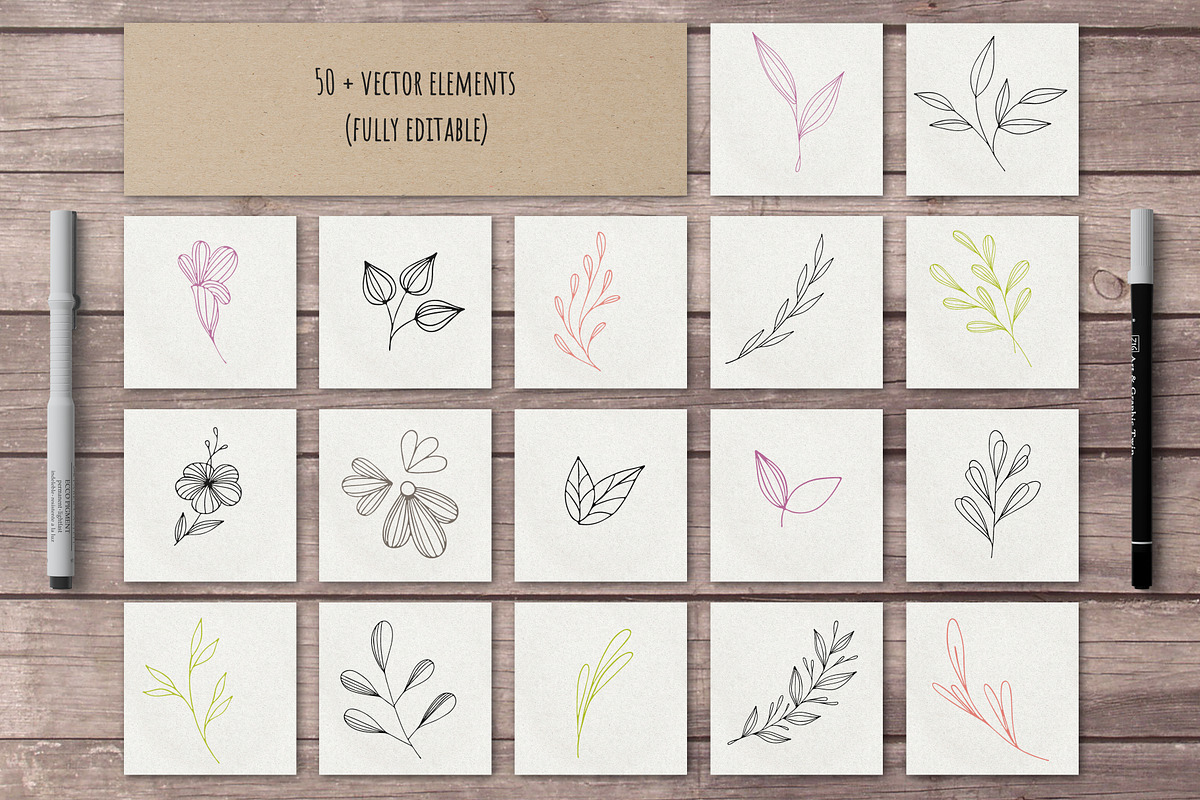 Hand Drawn Floral Collection, an Object Graphic by CARROTDESIGN (Photo 2 of 15)