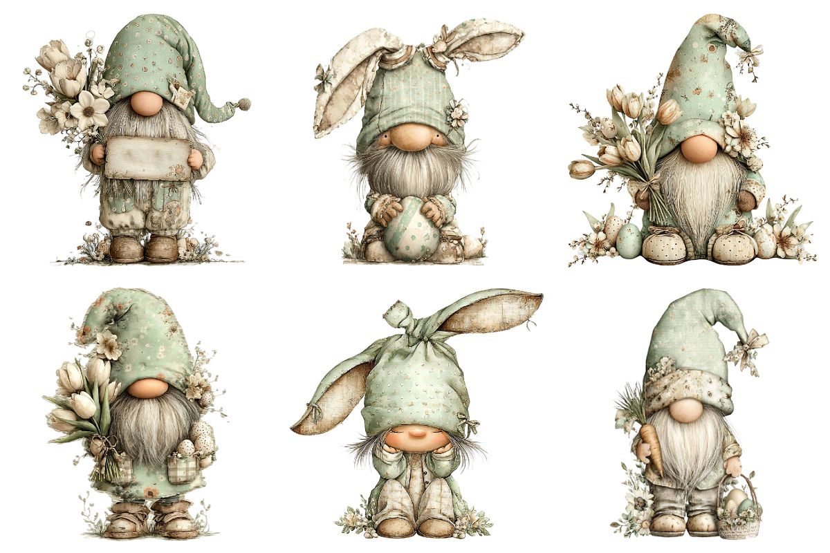 Whimsical Easter Gnome Clipart, an Illustration by designcity5 (Photo 4 of 5)