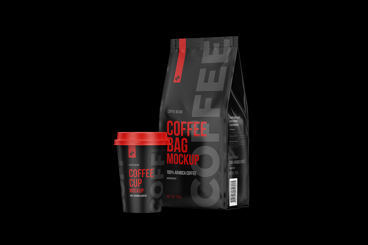 Coffee Pouch Half Side & Cup Mockup, a Cups & Container Mockup by easymock (Photo 4 of 8)