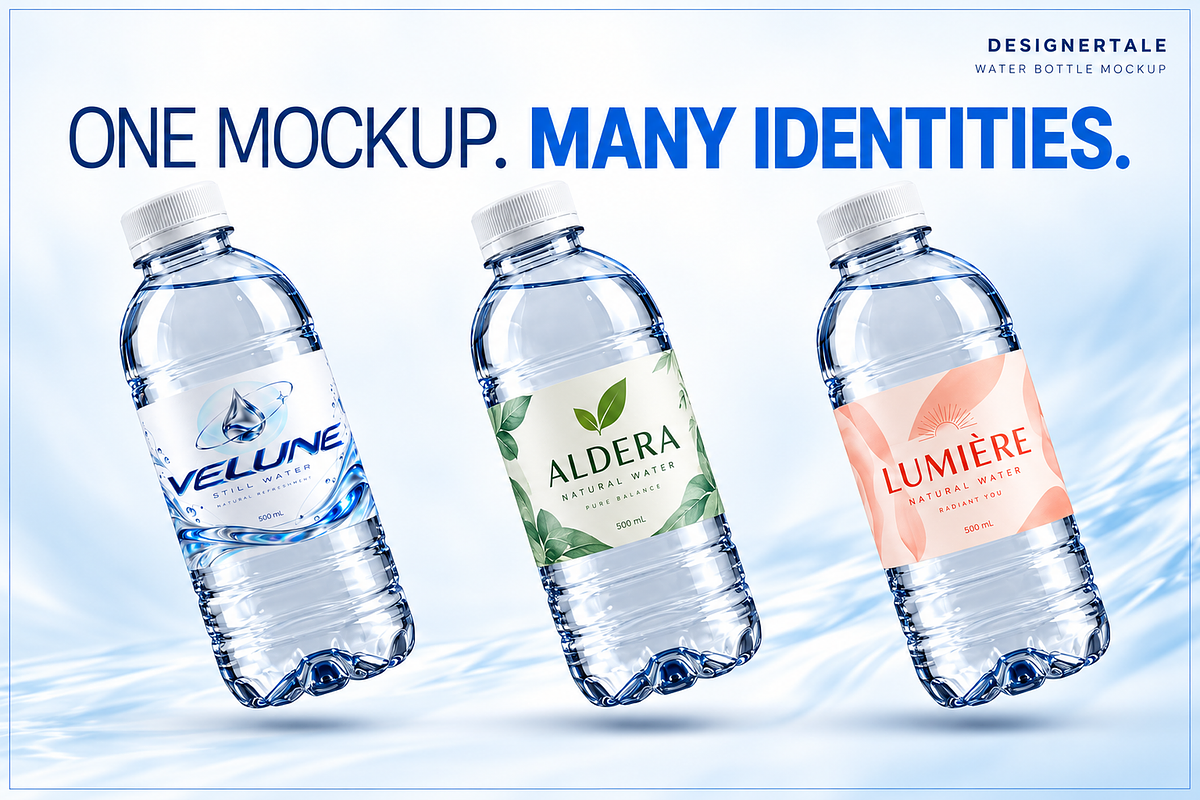 Floating Water Bottle Mockup PSD, a Packaging Mockup by Designertale (Photo 8 of 10)