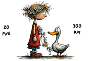 Whimsical Floral Girl and Duck, an Animal Illustration by GiraffeCreative (Thumbnail 11 of 20)