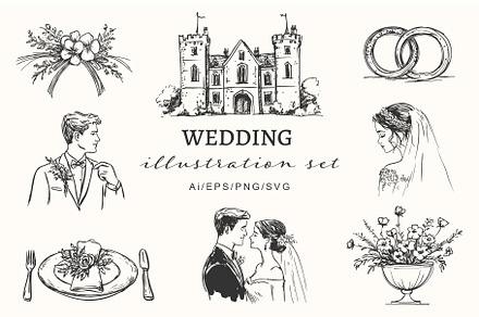 Elegant Wedding Illustration Bundle
