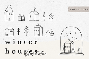 WINTER HOUSES / Png Vector Bundle