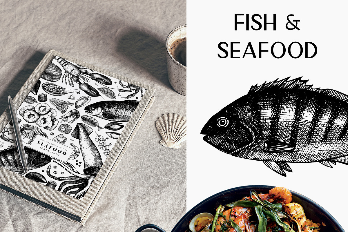 BUNDLE - Fish & Meat Vectors, a Food Illustration by Yevheniia (Photo 8 of 9)