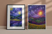 Starry Lavender Field Illustration, a Decorative Illustration by Housui Patterns (Thumbnail 7 of 12)