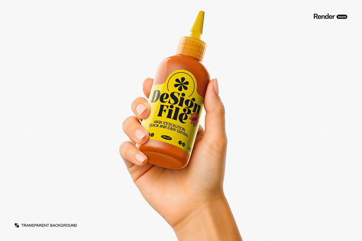 Sauce Bottle Mockup Set, a Packaging Mockup by Renderteam (Photo 3 of 12)