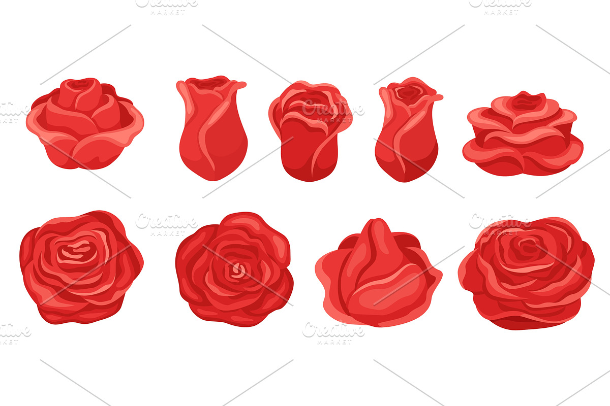 Red buds and petals of blooming, an Object Illustration by Vectorbuum