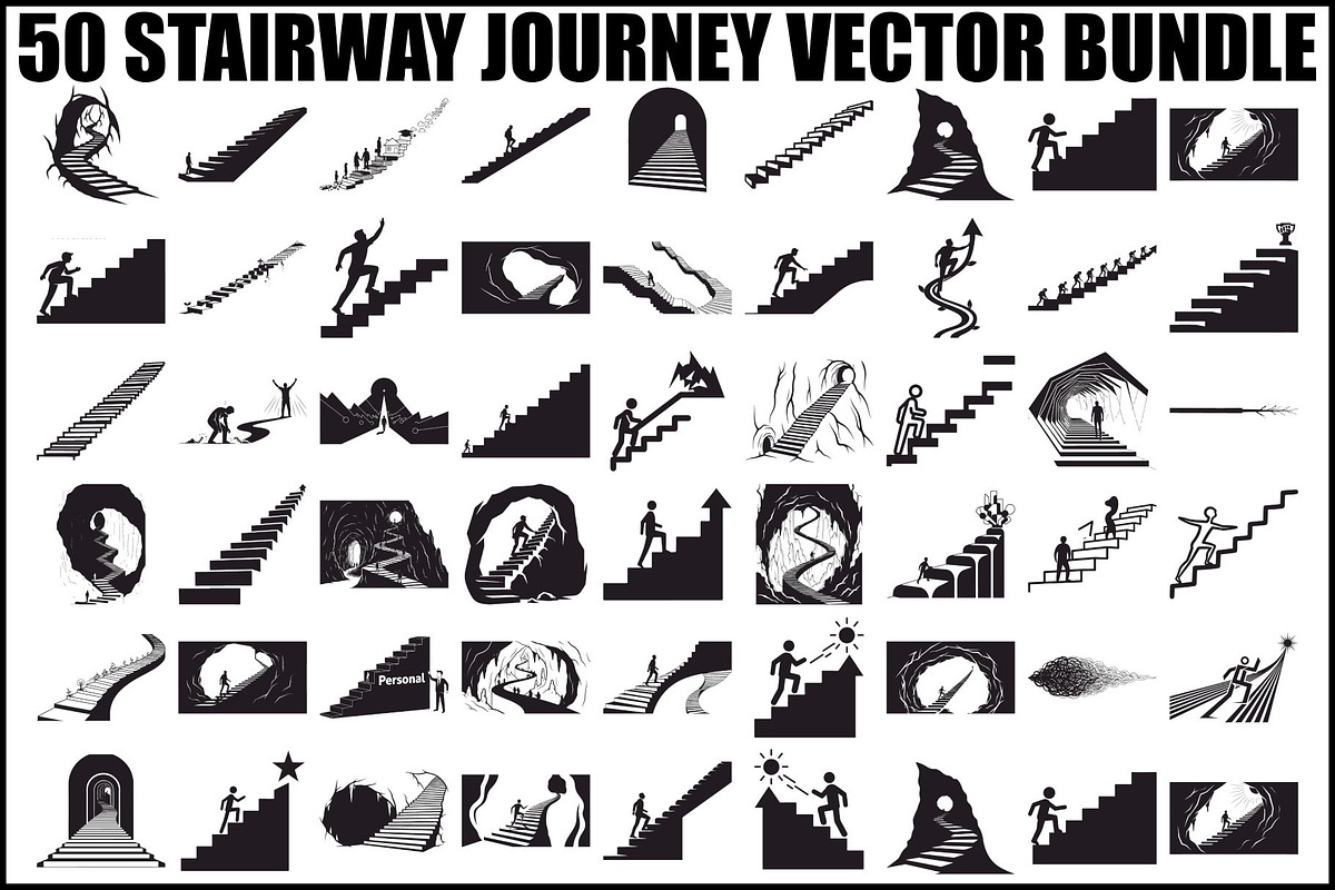 Stairway Journey Vector Bundle, an Illustration by jahid234 (Photo 1 of 51)