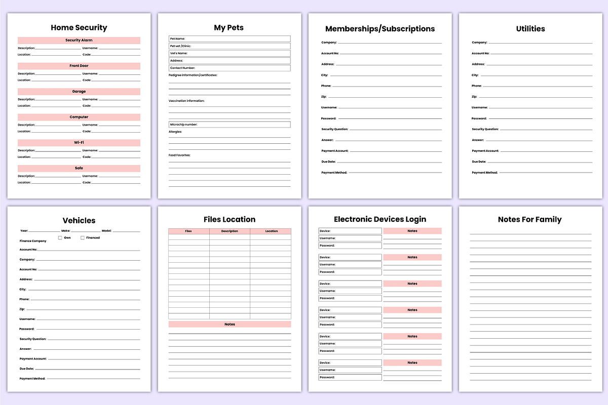 Printable End of Life Planner Canva, a Stationery Template by Mustafiz (Photo 5 of 7)
