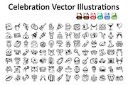 Celebration Line Icons Illustrations, a Duotone Icon by Vector Portal (Thumbnail 1 of 2)