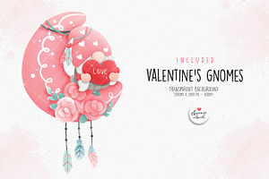 Boho Valentines Gnome Clipart