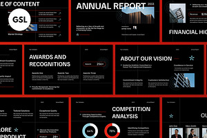 Black Red Annual Report Google Slide, a Presentation Template by graphicook