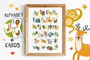 English Alphabet and cards. EPS, PDF, an Animal Illustration by KVIO (Thumbnail 1 of 8)