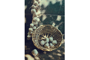Rustic still life with garlic bulbs, a Food & Drink Photo by Rohan Photography