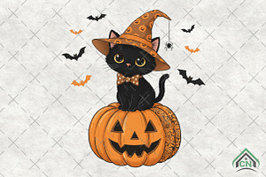 Witchy Cat PNG, an Illustration by Craft Nest