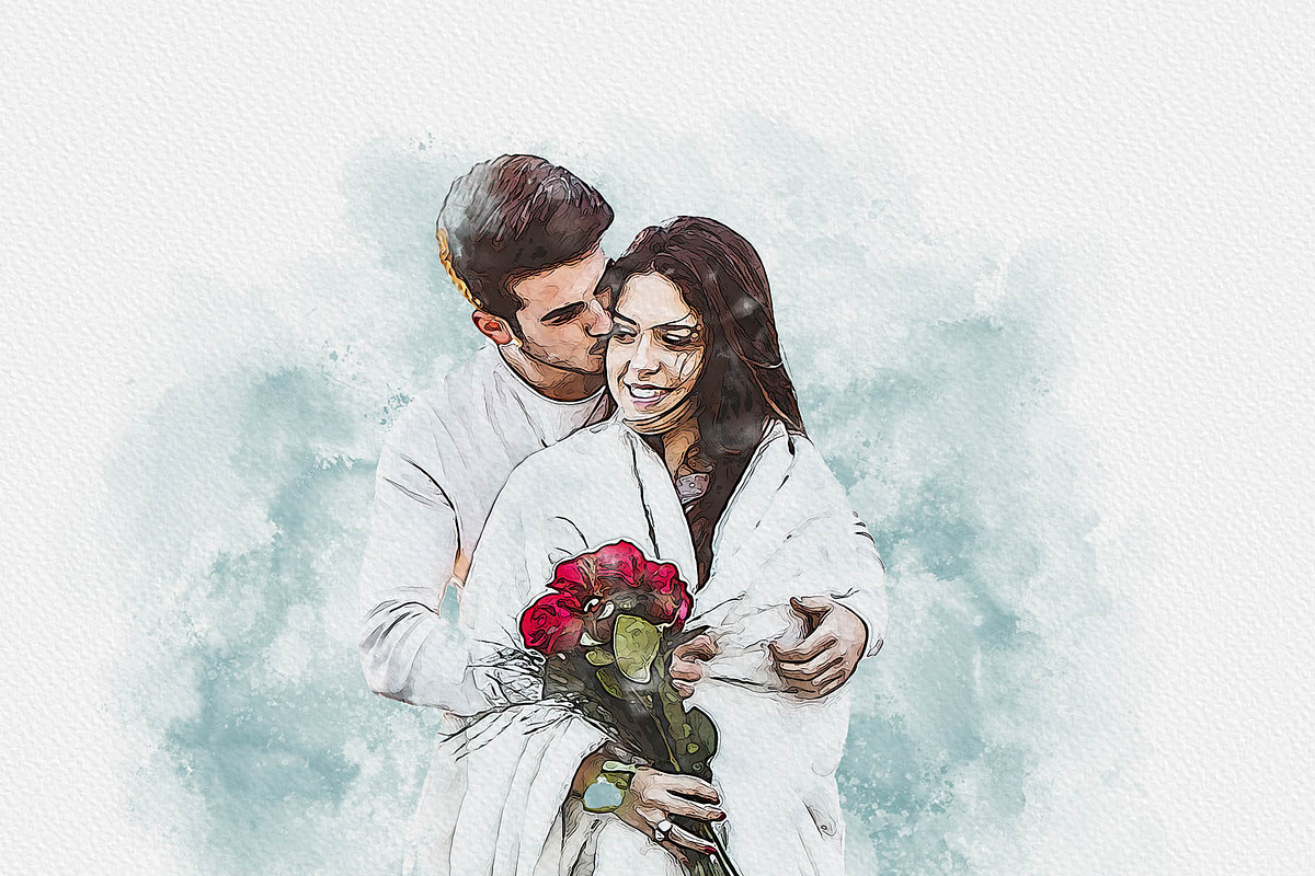 Watercolors Couple's Dreamy Painting, an Action Add-On by MRI STUDIO (Photo 13 of 26)