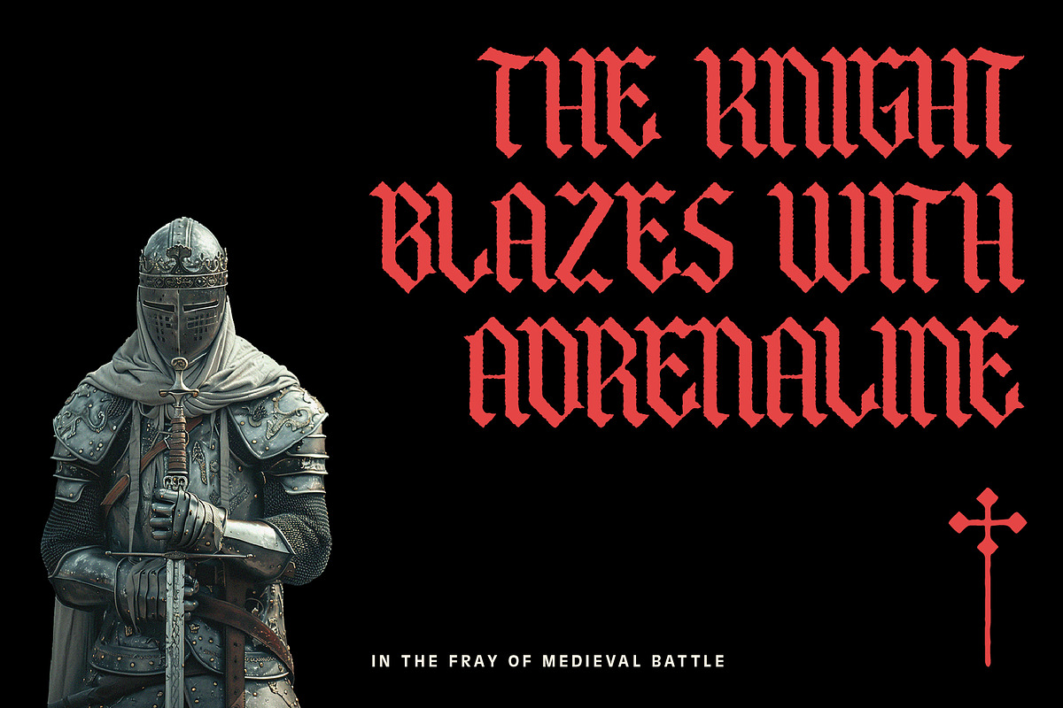 Qordhion - Blackletter Font, a Blackletter Font by MooneseyeType (Photo 2 of 9)