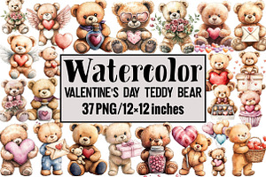 Valentine's Day Teddy Bear, an Illustration by Design Market