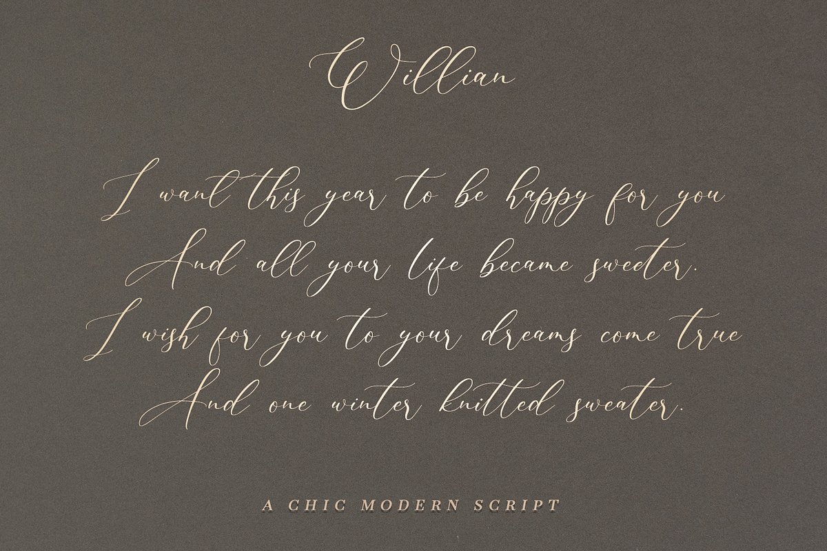 Willian - a chic modern script, a Script Font by Quothron